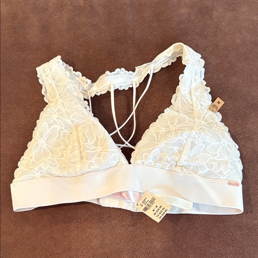 Pink NWT Elegant Lace Bralette in Cream M